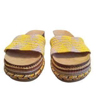 NWT | L4L by Lust for Life | Platform Slide Slip On Sandals | Yellow | Size: 6